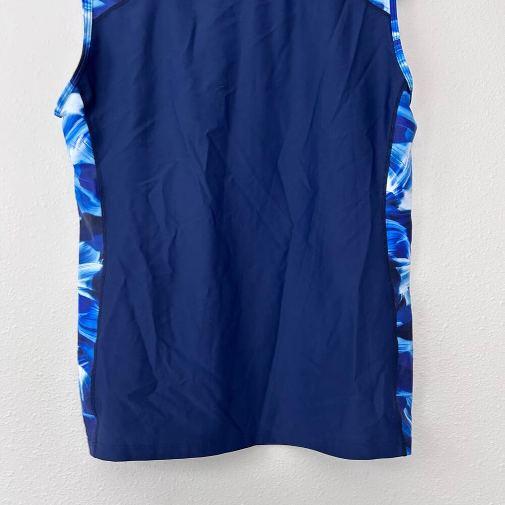 New Modli sleeveless swim top tank tankini swimsuit top vacation beach blue 1X - Picture 10 of 13